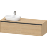Duravit Ketho.2 Wastafelonderbouwkast - inclusief consoleplaat - met 2 laden - voor waskom links - 160x55x45.9cm - met handgrepen antraciet - natuur eiken mat SW772253