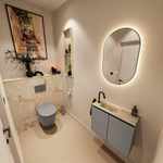 MONDIAZ TURE-DLUX Meuble toilette - 60cm - Smoke - EDEN - vasque Frappe - position gauche - 1 trou de robinet SW1103066