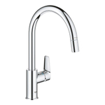Grohe Bauedge keukenmengkraan c-uitloop uittrekbare mousseur chroom SW930438