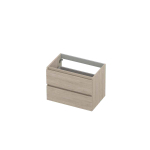INK Wastafelonderkast - 70x45x52cm - 2 lades - greeploos - houten keerlijst - MFC Ivoor eiken SW798305