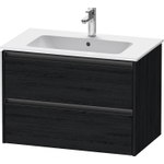 Duravit Ketho.2 Wastafelonderbouwkast - met 2 laden - 81x48x55cm - met grepen antraciet - eiken zwart mat SW772853
