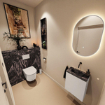 MONDIAZ TURE-DLUX Meuble toilette - 40cm - Linen - EDEN - vasque Lava - position centrale - sans trou de robinet SW1103856