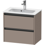 Duravit Ketho 2 meuble bas sous lavabo avec 2 tiroirs 61x39x54.9cm avec poignées anthracite basalte mat SW772694