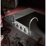 Hotbath Cobber @work Combinaison de bord de baignoire encastrée 5 trous avec 2 boutons de mitigeur et bec orientable nickel brossé SW440690