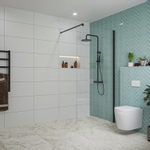 Fortifura Galeria Douche à l'italienne - 100x200cm - verre clair - Noir mat SW917232