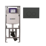 Geberit Inbouwreservoir UP320 met QeramiQ push bedieningsplaat - dualflush - ronde knoppen - kunststof mat antraciet SW1164765