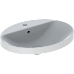 Geberit VariForm lavabo à poser ovale avec plage de robinetterie avec trop-plein 60x48x17.8cm blanc 500724012 SW417295