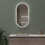 Arcqua Oval spiegel – ovaal – 40x80 cm – indirecte LED rondom – spiegelverwarming – Naturel SW1223201