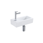 QeramiQ Fuente fonteinset – 37.5x18.5x9 cm – keramiek wit glans – kraangat links – chromen kraan SW1232718