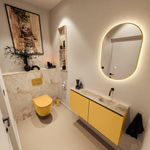 MONDIAZ TURE-DLUX Meuble toilette - 100cm - Ocher - EDEN - vasque Frappe - position droite - sans trou de robinet SW1102895