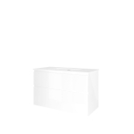 Proline elegant ensemble de meubles de salle de bains 100x46x62cm meuble inférieur a symétrique blanc brillant avec 1 trou pour robinetterie porcelaine blanc brillant SW349468