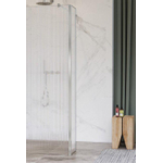 Fortifura Galeria zijwand - 50x200cm - ribbel - glas - 8mm - met hoekprofiel - PVD - geborsteld RVS SW925348