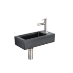 QeramiQ Fuente fonteinset – 37.5x18.5x9 cm – keramiek zwart mat – kraangat rechts – kraan geborsteld RVS SW1232748
