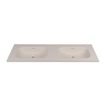 Saniclass Torino Meubelwastafel - 140.5x46x17.5cm - solid surface - 2 wasbakken - zonder kraangaten - off-white SW1471859