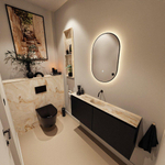 MONDIAZ TURE-DLUX Meuble toilette - 120cm - Urban - EDEN - vasque Frappe - position centrale - sans trou de robinet SW1102622