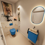 MONDIAZ TURE-DLUX Meuble toilette - 40cm - Jeans - EDEN - vasque Frappe - position centrale - sans trou de robinet SW1102798