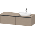 Duravit Ketho.2 Wastafelonderbouwkast - inclusief consoleplaat - met 2 laden - voor waskom rechts - 160x55x45.9cm - met handgrepen antraciet - linnen mat SW772457