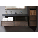 Forzalaqua Bellezza wastafel - 100.5x51.5x9cm - 2 kraangaten - gezoet graniet (zwart) SW230804