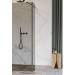 Fortifura Galeria Paroi latérale - 50x200cm - verre fumé - 8mm - avec profilé d'angle - Gunmetal brossé SW925364