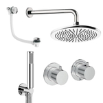 Crosswater Module Ensemble de douche de tête encastré - 2 leviers - vidage de baignoire - pomme de douche 30 cm - douchette à main - bras mural - chrome SW1472423