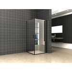 Wiesbaden uni cabine de douche avec 2 portes tournantes 90x90x200cm verre clair 8 avec nano noir mat SW717728
