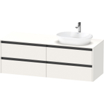 Duravit Ketho.2 Wastafelonderbouwkast - inclusief consoleplaat - met 4 laden - voor waskom rechts - 160x55x56.8cm - met handgrepen antraciet - wit supermat SW772236