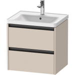 Duravit Ketho 2 Wastafelonderkast - 2 laden - 58.4x45.5x54.9cm - grepen antraciet - taupe mat SW772840