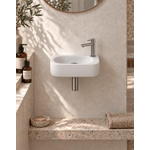 QeramiQ Fuente pack lave-mains – demi-rond – 40 x 21,5 x 12 cm – céramique blanc mat – robinet gunmetal SW1232828