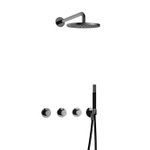 Hotbath Cobber ensemble de douche encastré thermostatique avec 2 robinets d'arrêt noir chrome SW677815