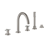 GROHE Atrio Partie de finition pour robinet bain sur gorge 5 trous avec inverseur, douchette et flexible 200cm avec poignées croix Supersteel SW225254