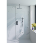 Fortifura Calvi Ensemble de douche pluie encastrable - thermostatique - bras plafond - pommeau 25cm - douchette ronde - Inox brossé SW1130236