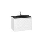 Crosswater Vergo ensemble de meubles de salle de bain - 69.8x47.6x45.5cm - 1 lavabo verre - noir 1 tiroir - blanc mat SW911007