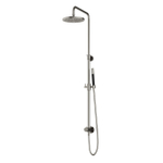 Hotbath Cobber M438 ensemble de douche pluie avec inverseur et flexible de douche de 150 cm avec douche principale ronde de 20 cm et douchette en nickel brossé SW230055
