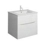 Crosswater Glide II Wastafelonderkast - 50x45x52cm - 2 lades - greeploos - glans wit (grijs) SW487225