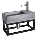 Differnz Ravo pack lave-mains – 38,5 x 18,5 x 25 cm – béton gris foncé – robinet droit chromé mat – avec cadre noir SW373239