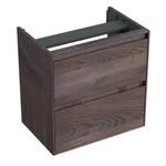 Forzalaqua Reno 2.0 meuble sous-lavabo 59.5x39.5x60cm avec 2 tiroirs softclose sans poignées Chêne massif Charcoal SW492412