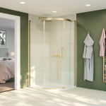 Crosswater Optix 10 Douchecabine - 120x80cm - kwartrond - deur rechts - gecoat messing geborsteld (goud) SW916821