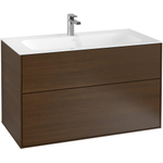 Villeroy & Boch finion wastafelonderbouwkast - met 2 laden - 99.6x59.1x49.8cm - voor meubelwastafel - 4164 - Walnut Veneer (mat hout) SW106678
