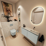 MONDIAZ TURE-DLUX Meuble salle de bain - 100cm - Greey - EDEN - vasque Ostra - position droite - sans trou de robinet SW1104859
