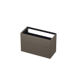 INK Meuble sous-lavabo - 100x45x65cm - 2 tiroirs - push to open - avec façades rapportées droites - MDF laqué - Taupe mat SW352547