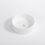 QeramiQ Arto waskom - 36x36x12.5 - geribbeld - rond - keramiek - wit glans SW1413320