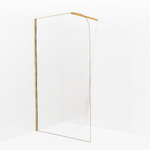 Aqua Vista Inloopdouche - 80x200cm - afgeronde glaswand - helder glas - wandarm - geborsteld messing PVD (Goud) SW1417777
