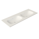 Saniclass Flow Meuble de salle de bains - 121x46x1.5cm - trop-plein - 2 vasques - sans trous de robinet - solid surface blanc mat SW1224150