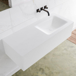 Mondiaz Lagom Meuble avec 1 tiroir 110x30x45cm vasque Cloud droite sans trous de robinet Solid Surface Talc SW408979