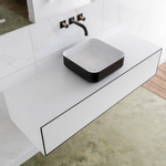 Mondiaz Lagom Meuble salle de bains 130x30.9x45cm Solid Surface Urban 1 tiroir avec lavabo BINX vasque à poser Centre sans trous de robinet SW409344