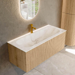 MONDIAZ KURVE-DLUX 110cm Meuble salle de bain - couleur Oak - 1 tiroir - vasque BIG MEDIUM centre - 1 trou de robinet - couleur Frappe SW1137389