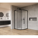 Marenza Casus Cabine de douche - 90x90x200cm - quart de cercle - verre clair - profilé - noir mat SW773914