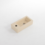 QeramiQ Dely Lavabo lave-mains - 38x18.5x9cm - céramique - trou de robinet à gauche - Beige mat SW1122452