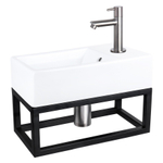 Differnz Force fonteinset – 40x22x11.5 cm – keramiek wit – rechte mat chromen kraan – met zwart frame SW373259