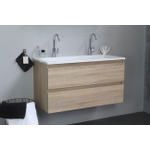 Basic Bella Meuble avec lavabo acrylique 100x55x46cm 2 trous de robinet Chêne SW398125